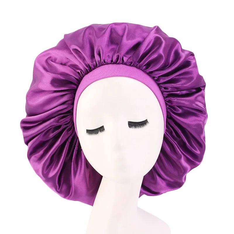 Women’s Oversized Satin Sleep Bonnet – Soft, Elastic Night Cap for Hair Protection