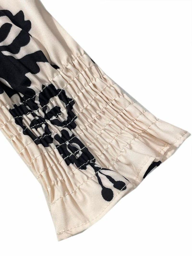 Women'S All over Print Shirred Bishop Sleeve a Line Dress, Longsleeves Dress for Fall & Winter, Women'S Clothing for Vacation Holiday, Dresses for Women, Womenswear, Classy Modest Dresses, Casual Dresses