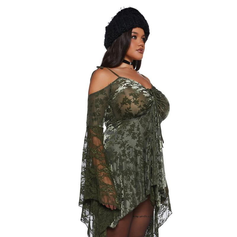 F Is for Fairies Handkerchief Dress - Green Velvet Lace