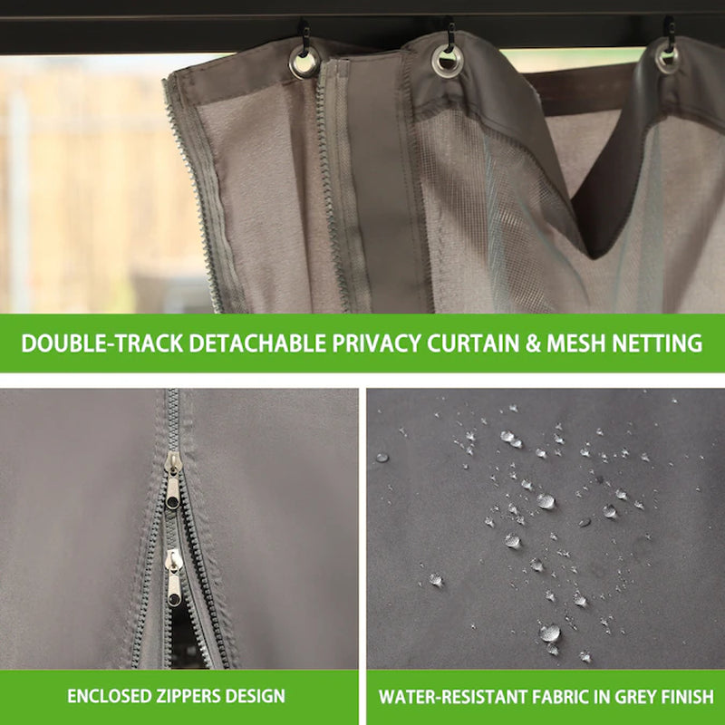 12-Ft X 10-Ft Hardtop Black Gazebo with Hardtop Roof