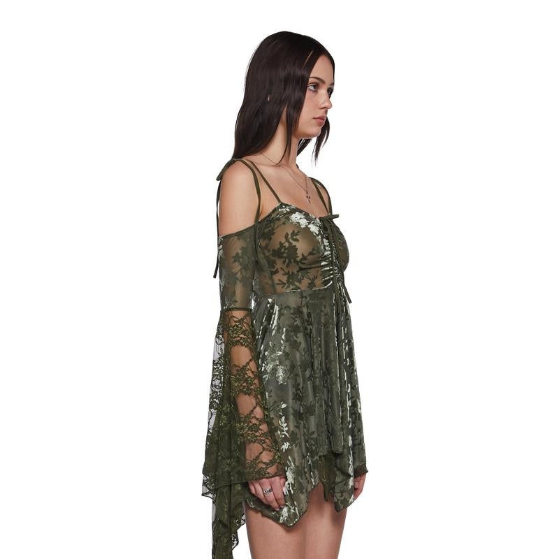 F Is for Fairies Handkerchief Dress - Green Velvet Lace