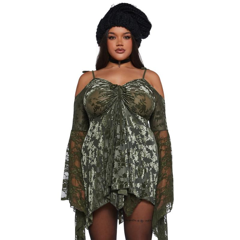 F Is for Fairies Handkerchief Dress - Green Velvet Lace