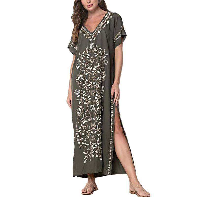 Bsubseach Women Embroidery Kaftan Dresses