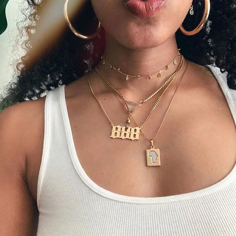 444 666 777 Angel Number Necklace Devil Angel 999 222 111 Necklace for Women Collares Chain Stainless Steel Minimalist Jewelry