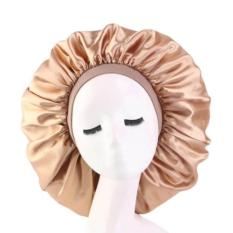 Women’s Oversized Satin Sleep Bonnet – Soft, Elastic Night Cap for Hair Protection