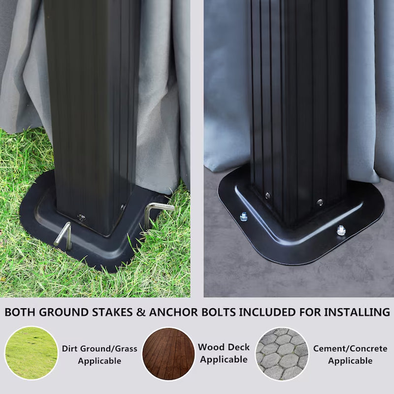 12-Ft X 10-Ft Hardtop Black Gazebo with Hardtop Roof