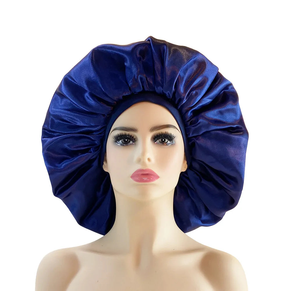 Women’s Oversized Satin Sleep Bonnet – Soft, Elastic Night Cap for Hair Protection