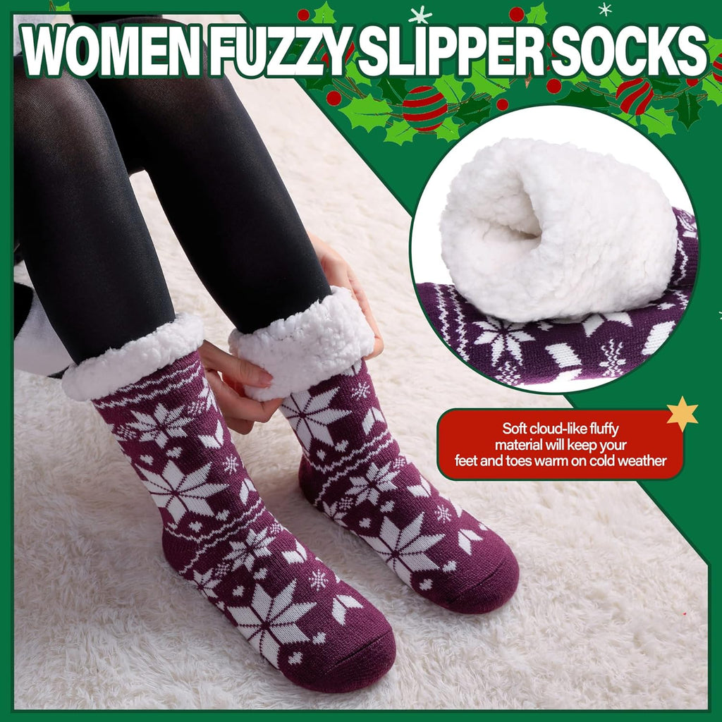 Womens Slipper Fuzzy Socks Non Slip Winter Warm Soft Fluffy Cozy Fleece Lining Home Socks