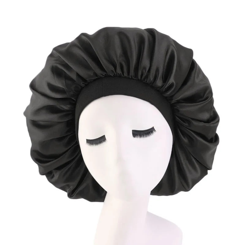 Women’s Oversized Satin Sleep Bonnet – Soft, Elastic Night Cap for Hair Protection