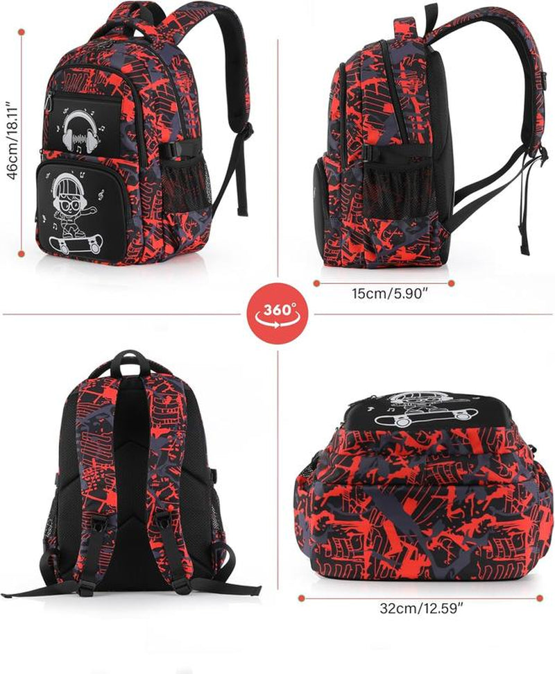 School Backpack for Boys Backpacks for Kids Camo Bookbag Teens Middle School Bags Waterproof Travel Backpack