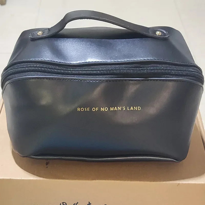 Cosmetic Bag PU Leather Large-capacity Travel Cosmetics Storage Bags Women Portable Handbag Multifunction Waterproof Washing Bag