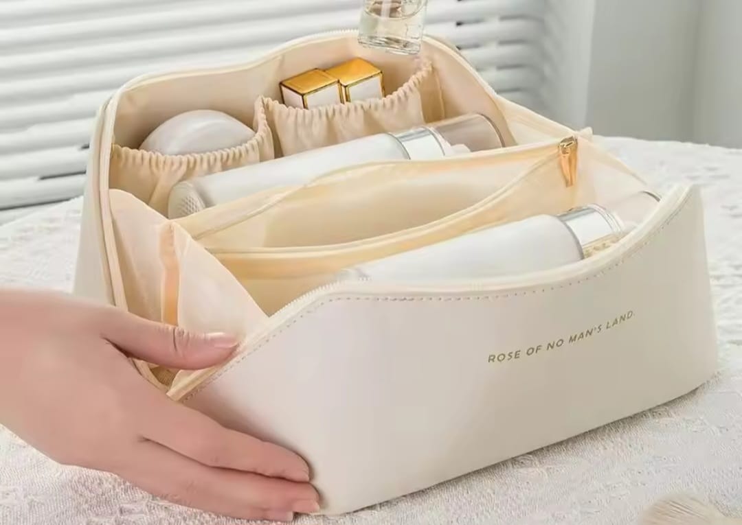 Cosmetic Bag PU Leather Large-capacity Travel Cosmetics Storage Bags Women Portable Handbag Multifunction Waterproof Washing Bag