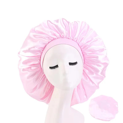 Women’s Oversized Satin Sleep Bonnet – Soft, Elastic Night Cap for Hair Protection