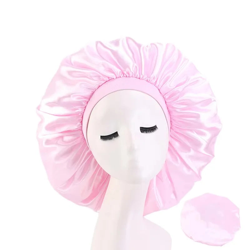 Women’s Oversized Satin Sleep Bonnet – Soft, Elastic Night Cap for Hair Protection