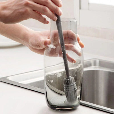 Silicone Bottle Brush – Long Handle Cleaner for Milk Bottles, Glasses & Cups