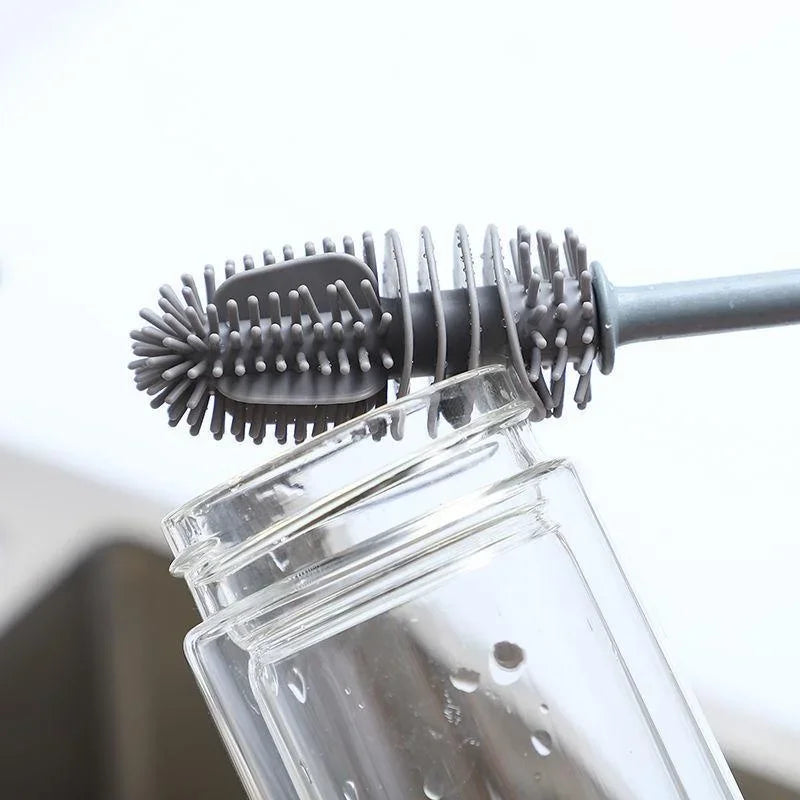 Silicone Bottle Brush – Long Handle Cleaner for Milk Bottles, Glasses & Cups