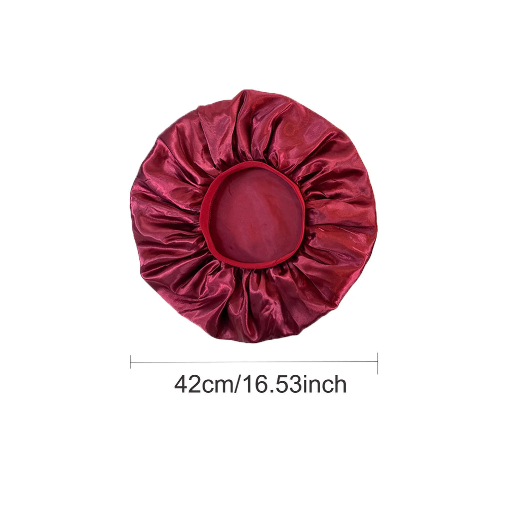 Women’s Oversized Satin Sleep Bonnet – Soft, Elastic Night Cap for Hair Protection
