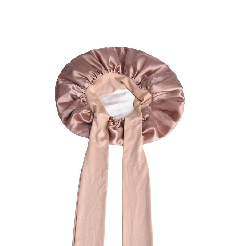 Silk Bonnet Satin Bonnet Hair Bonnet for Sleeping Double Layer Hair Bonnet with Elastic Tie Band for Women Natural Curly Hair(Pink,Black,Blue，Brown)