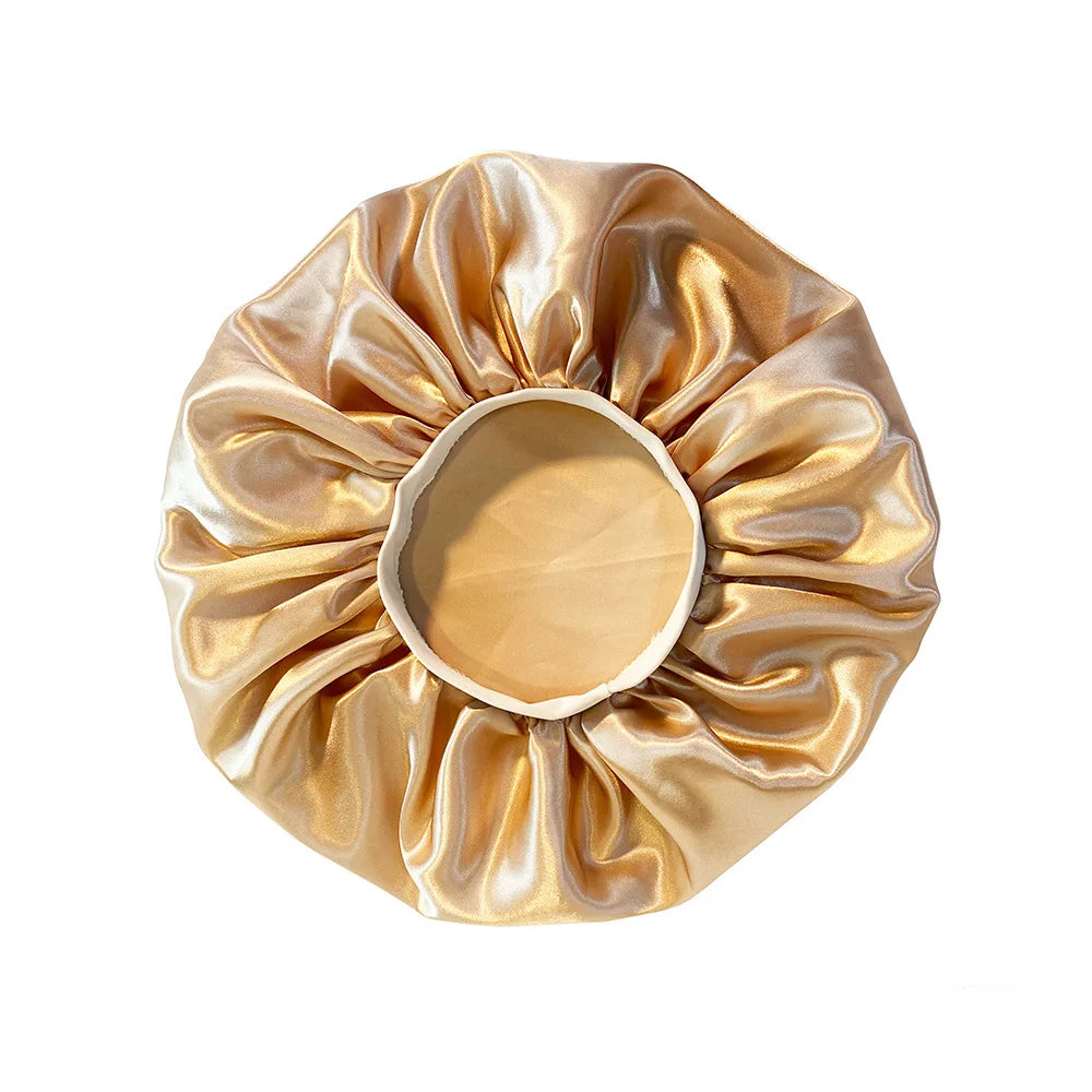 Women’s Oversized Satin Sleep Bonnet – Soft, Elastic Night Cap for Hair Protection