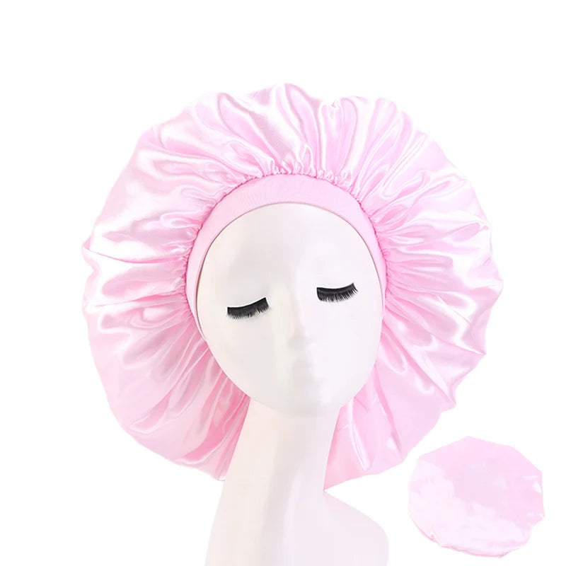 Women’s Oversized Satin Sleep Bonnet – Soft, Elastic Night Cap for Hair Protection