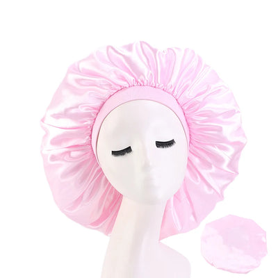 Women’s Oversized Satin Sleep Bonnet – Soft, Elastic Night Cap for Hair Protection