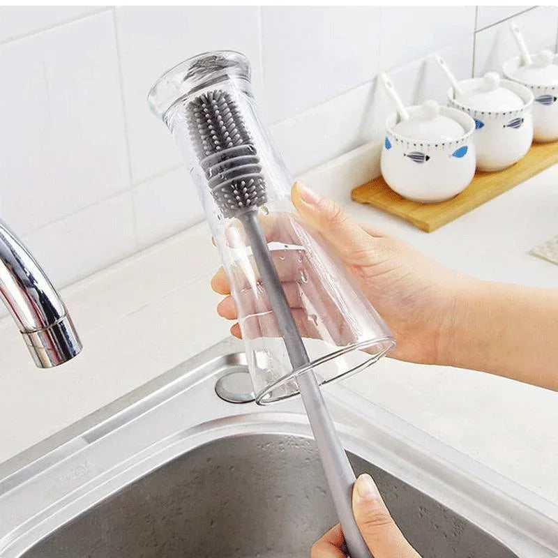 Silicone Bottle Brush – Long Handle Cleaner for Milk Bottles, Glasses & Cups