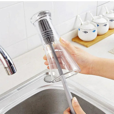 Silicone Bottle Brush – Long Handle Cleaner for Milk Bottles, Glasses & Cups