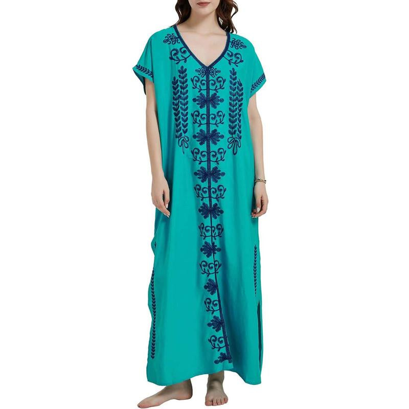Bsubseach Women Embroidery Kaftan Dresses