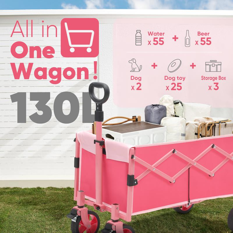 Sekey/Sunula 3021 Folding Wagon 220Lbs, 130L, Collapsible, Beach, Garden, Utility, Camping, Shopping, Transport Cart