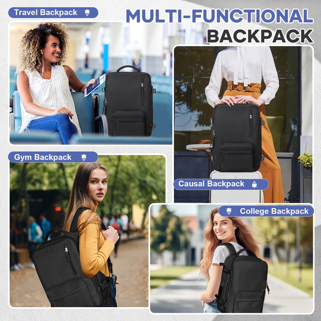 Airback Travel Backpack with Vacuum Seal Compression, Vacpack Backpack for Travel with Air Pump, Personal Item Carry on Bag Airlines Approved, Water Resistant Airbag Vacuum Backpack College Daypack