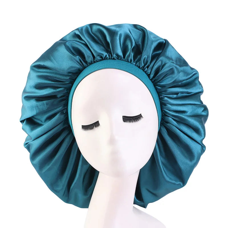 Women’s Oversized Satin Sleep Bonnet – Soft, Elastic Night Cap for Hair Protection