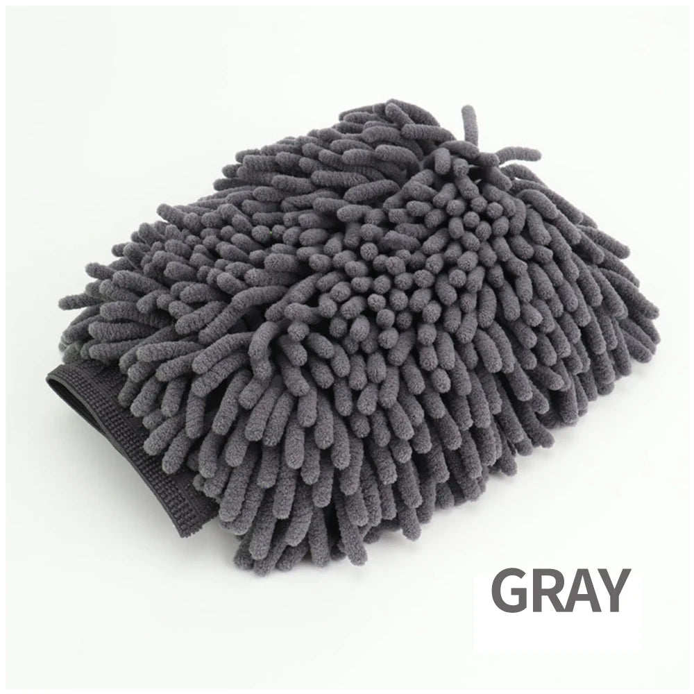 Double-Sided Chenille Car Wash Gloves – Plush & Thickened Auto Cleaning Tool