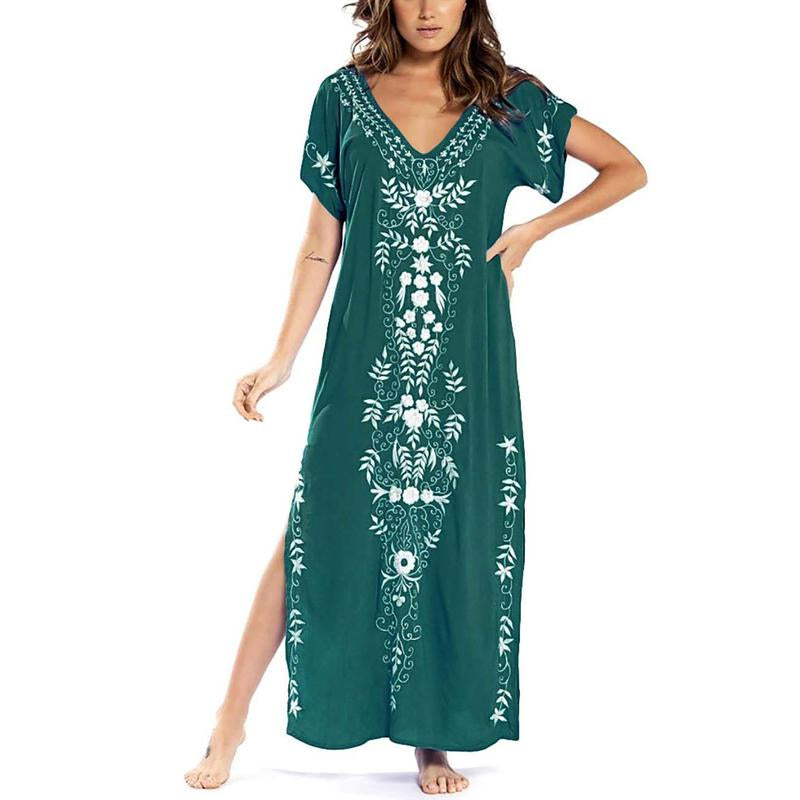 Bsubseach Women Embroidery Kaftan Dresses