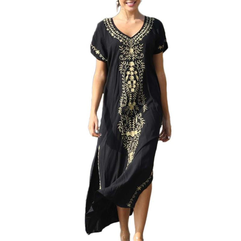 Bsubseach Women Embroidery Kaftan Dresses