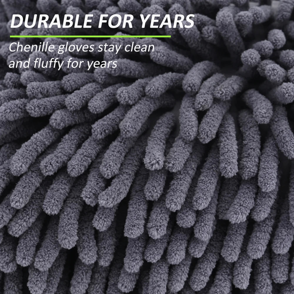 Double-Sided Chenille Car Wash Gloves – Plush & Thickened Auto Cleaning Tool