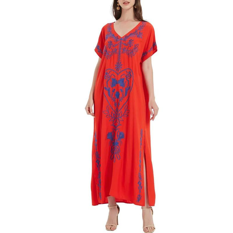 Bsubseach Women Embroidery Kaftan Dresses