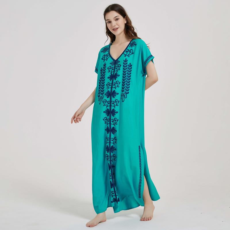 Bsubseach Women Embroidery Kaftan Dresses