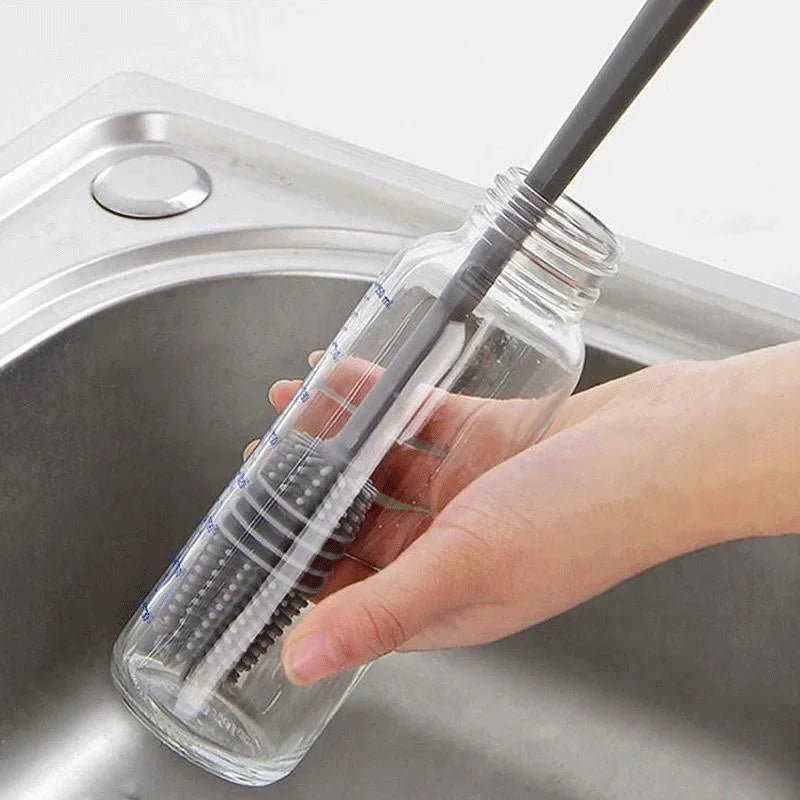 Silicone Bottle Brush – Long Handle Cleaner for Milk Bottles, Glasses & Cups