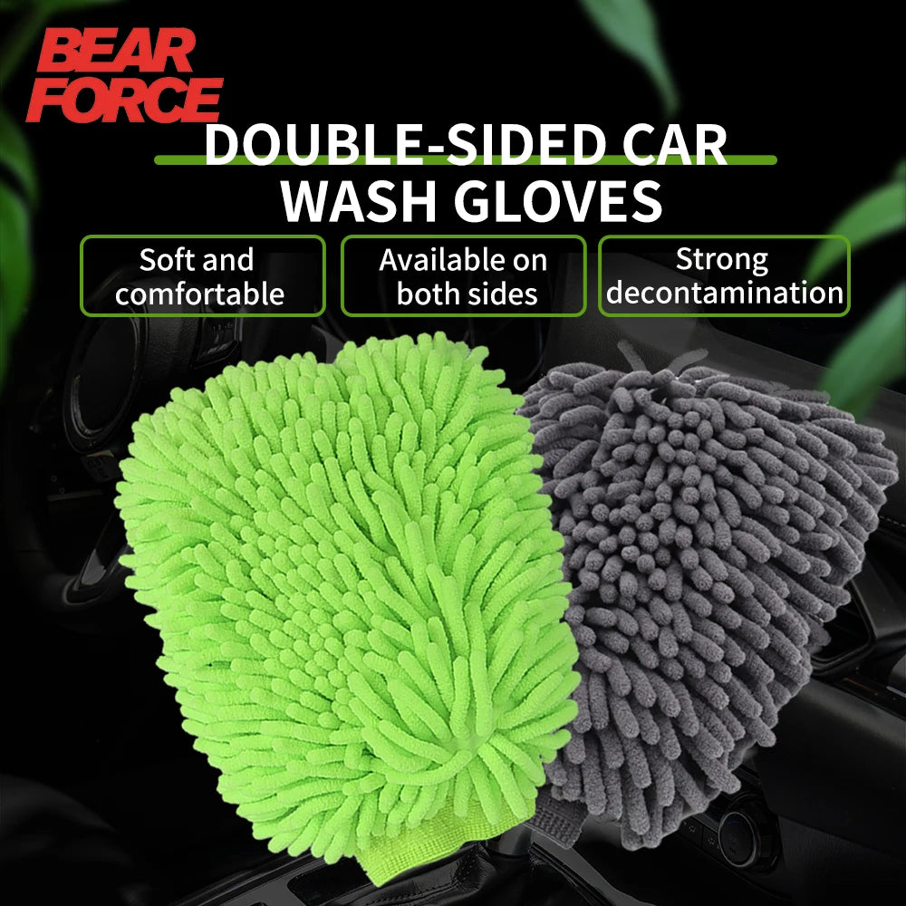 Double-Sided Chenille Car Wash Gloves – Plush & Thickened Auto Cleaning Tool