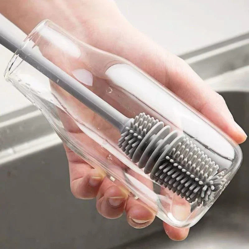 Silicone Bottle Brush – Long Handle Cleaner for Milk Bottles, Glasses & Cups