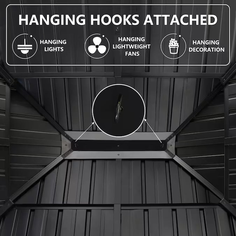 12-Ft X 10-Ft Hardtop Black Gazebo with Hardtop Roof