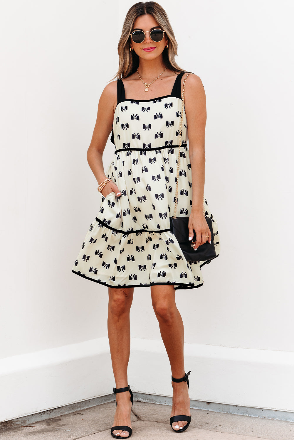 Pagie Bow Knot Shoulder Mini Dress-3