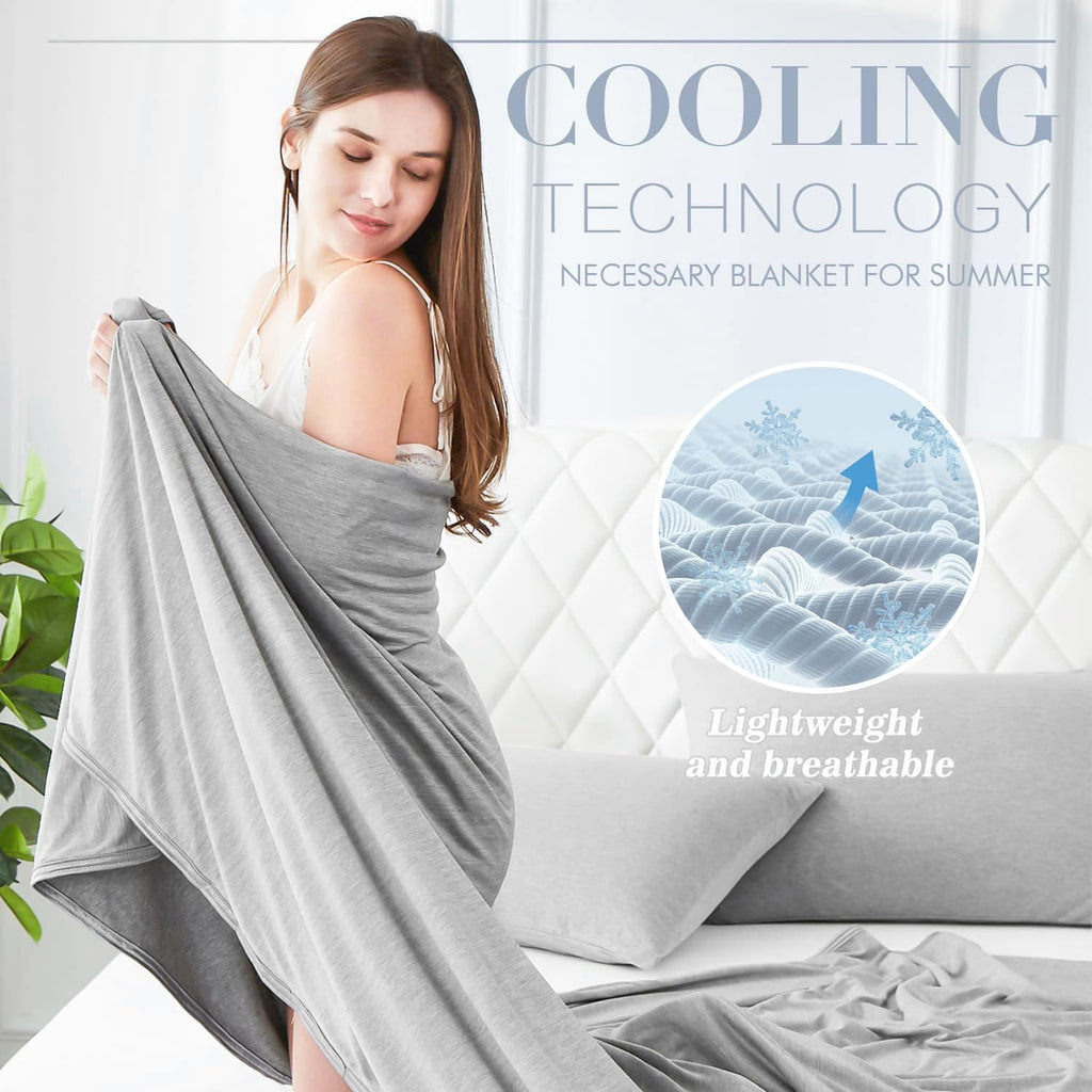 Cooling Blanket Keep Cool in Hot Summer, 51 X 67In Twin or Baby Size Blanket for Adults, Children, Babies Japanese Q-Max 0.5 Technology Arc-Chill Cooling Fiber, Breathable Comfortable All-Season-Gray