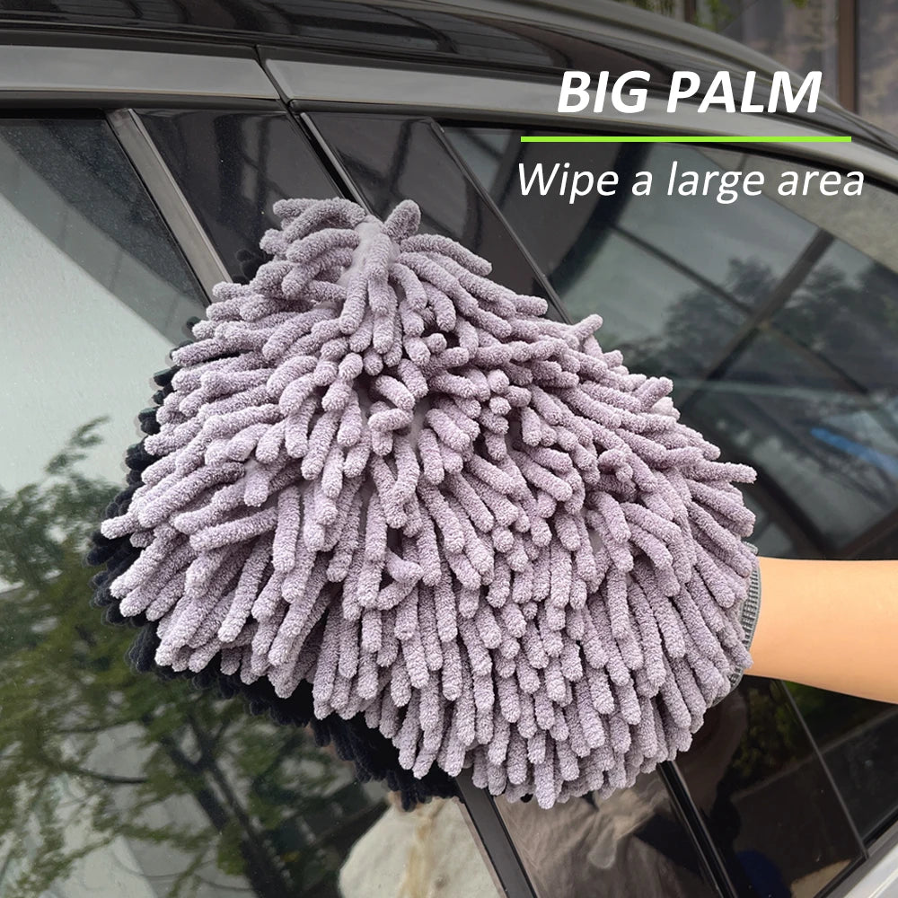Double-Sided Chenille Car Wash Gloves – Plush & Thickened Auto Cleaning Tool