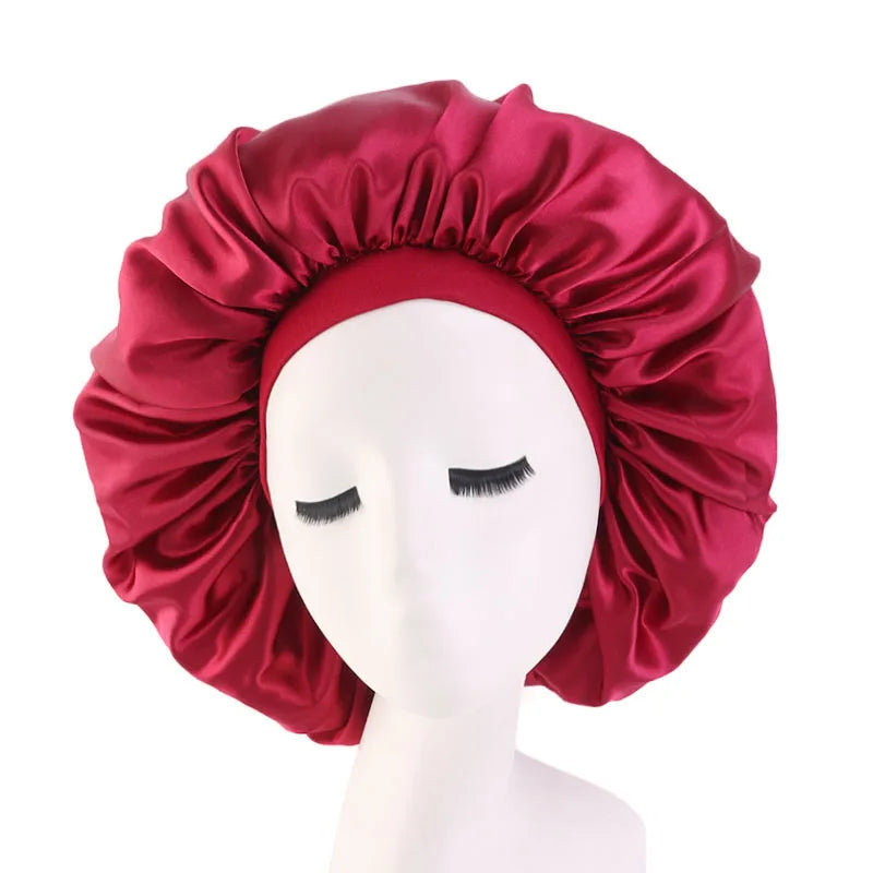 Women’s Oversized Satin Sleep Bonnet – Soft, Elastic Night Cap for Hair Protection