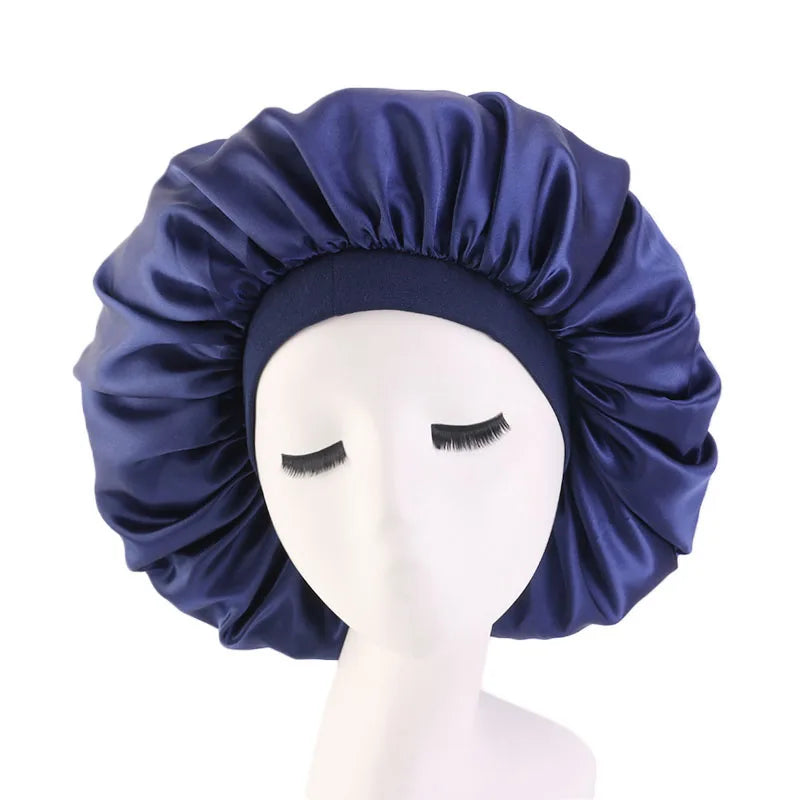 Women’s Oversized Satin Sleep Bonnet – Soft, Elastic Night Cap for Hair Protection
