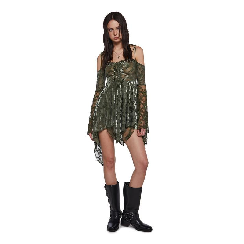 F Is for Fairies Handkerchief Dress - Green Velvet Lace