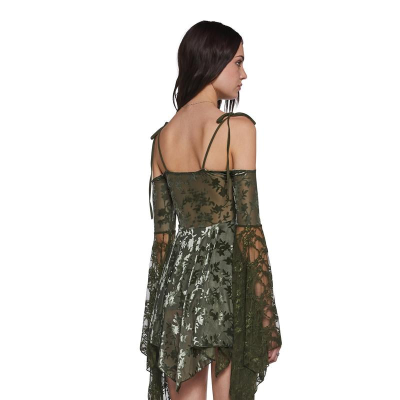 F Is for Fairies Handkerchief Dress - Green Velvet Lace