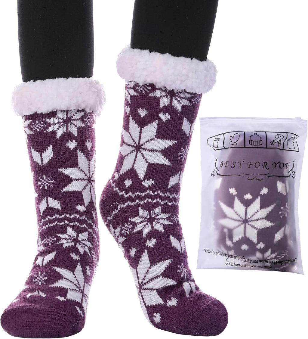 Womens Slipper Fuzzy Socks Non Slip Winter Warm Soft Fluffy Cozy Fleece Lining Home Socks